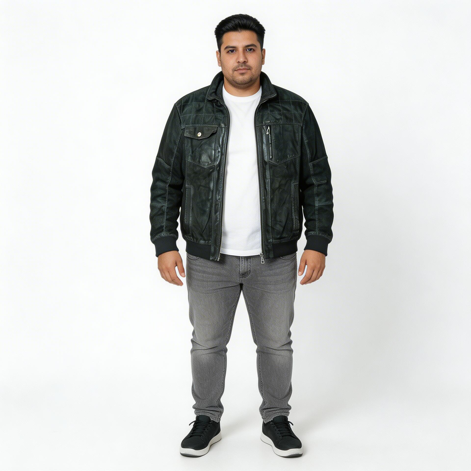 Black leather jacket for man.