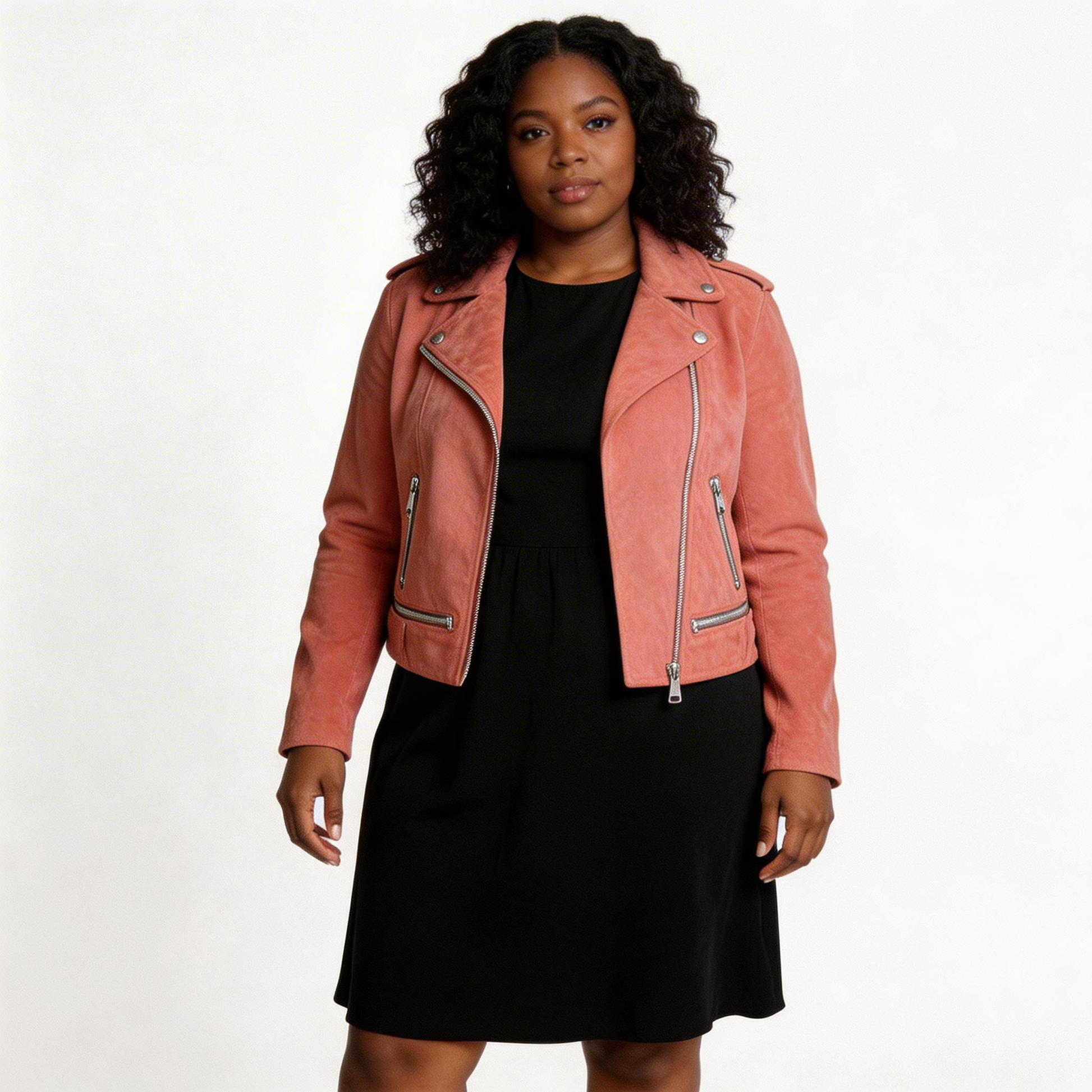 Ladies soft suede leather jacket.