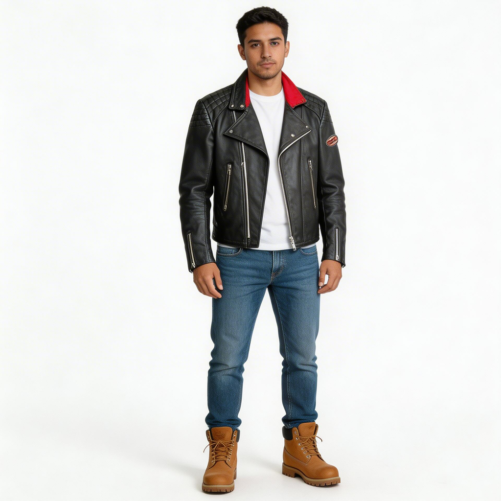 Black leather jacket for man.