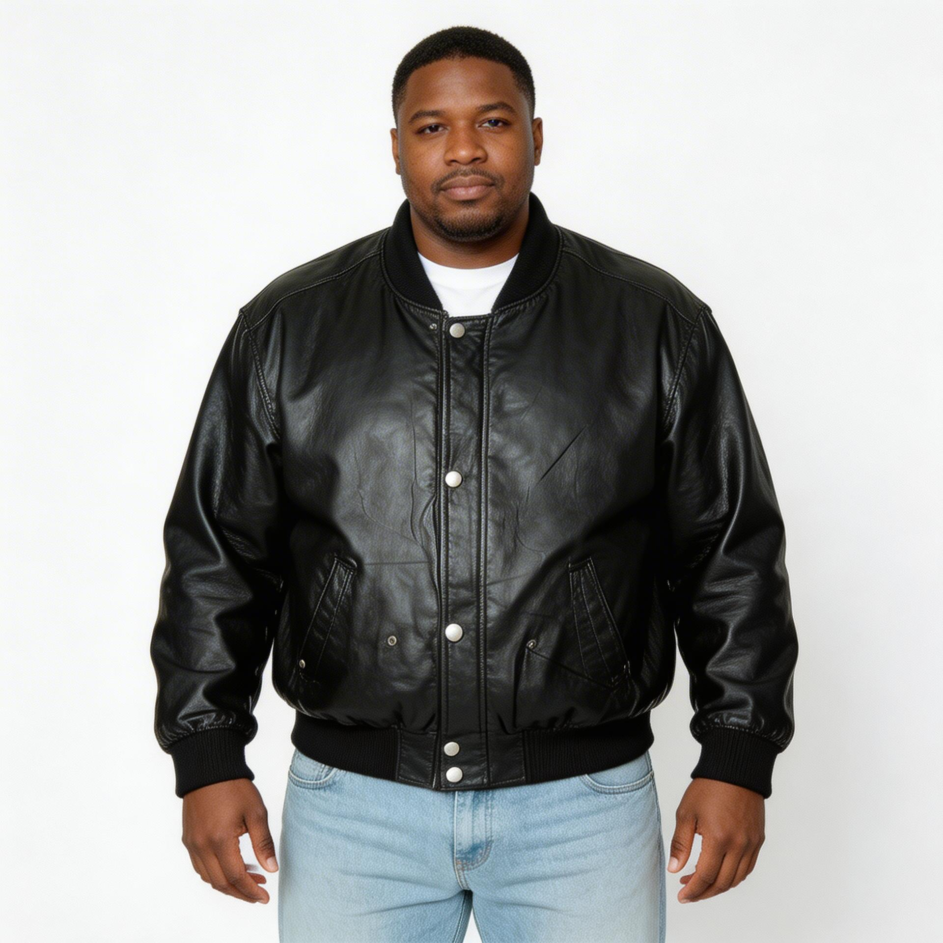 Black leather jacket.