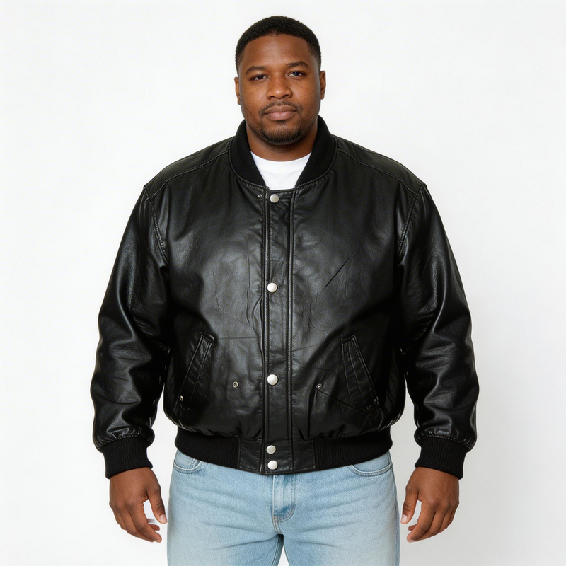 Black leather jacket.