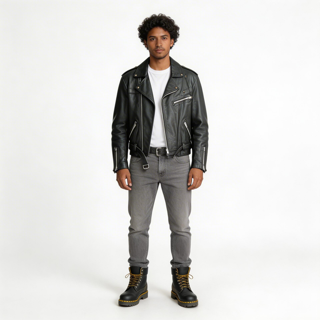 Black leather jacket for man.