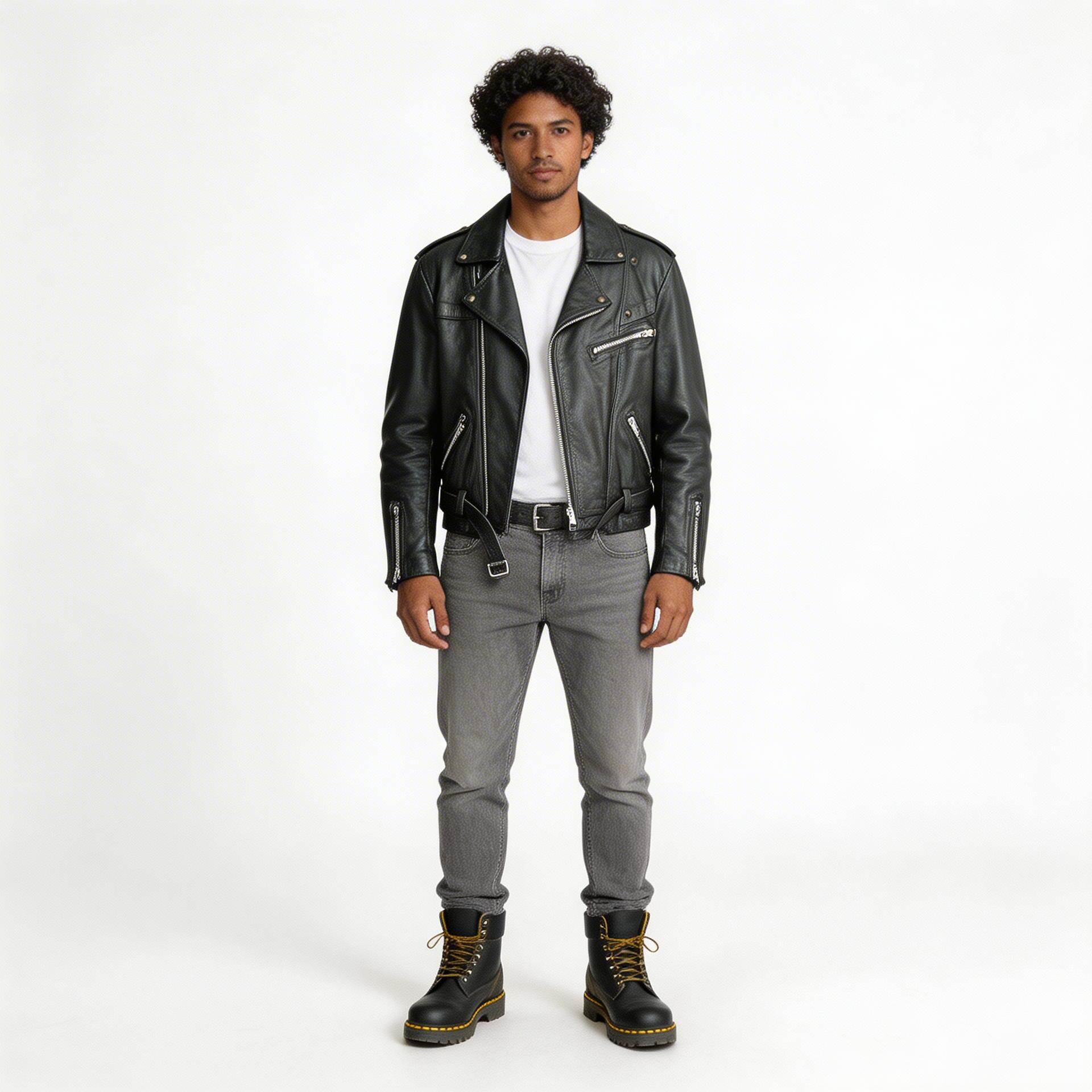 Black leather jacket for man.