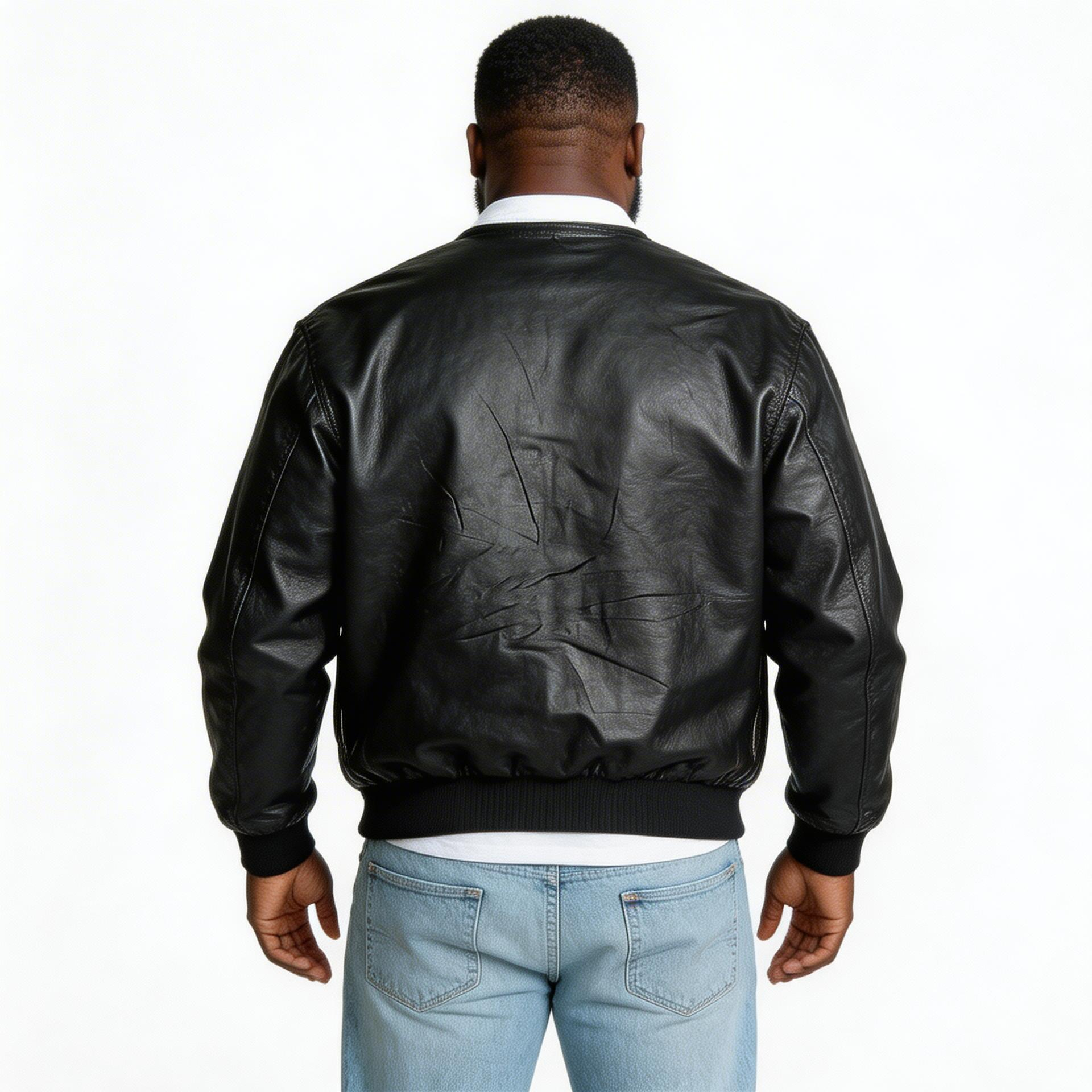 Black leather jacket.