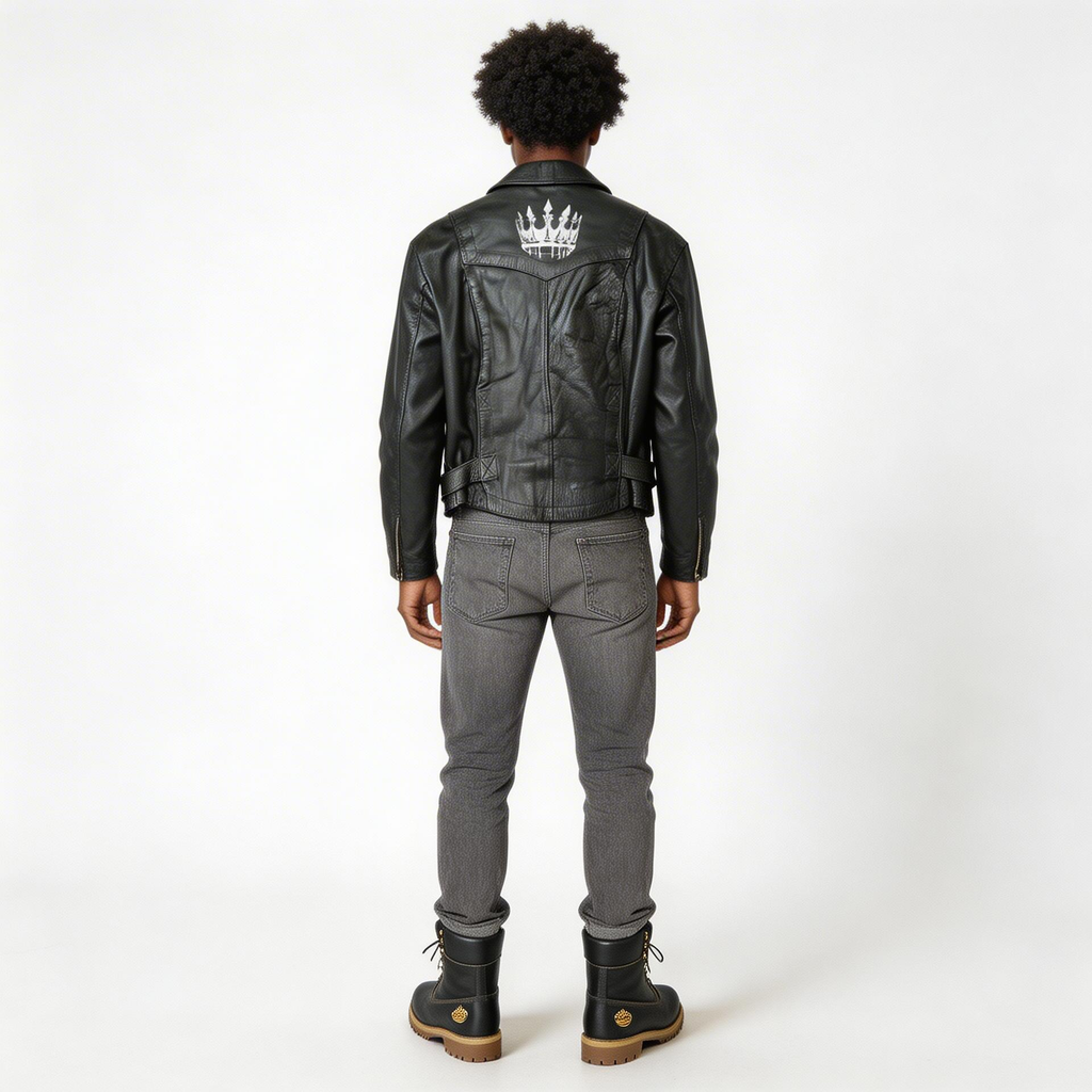 Black leather jacket for man.