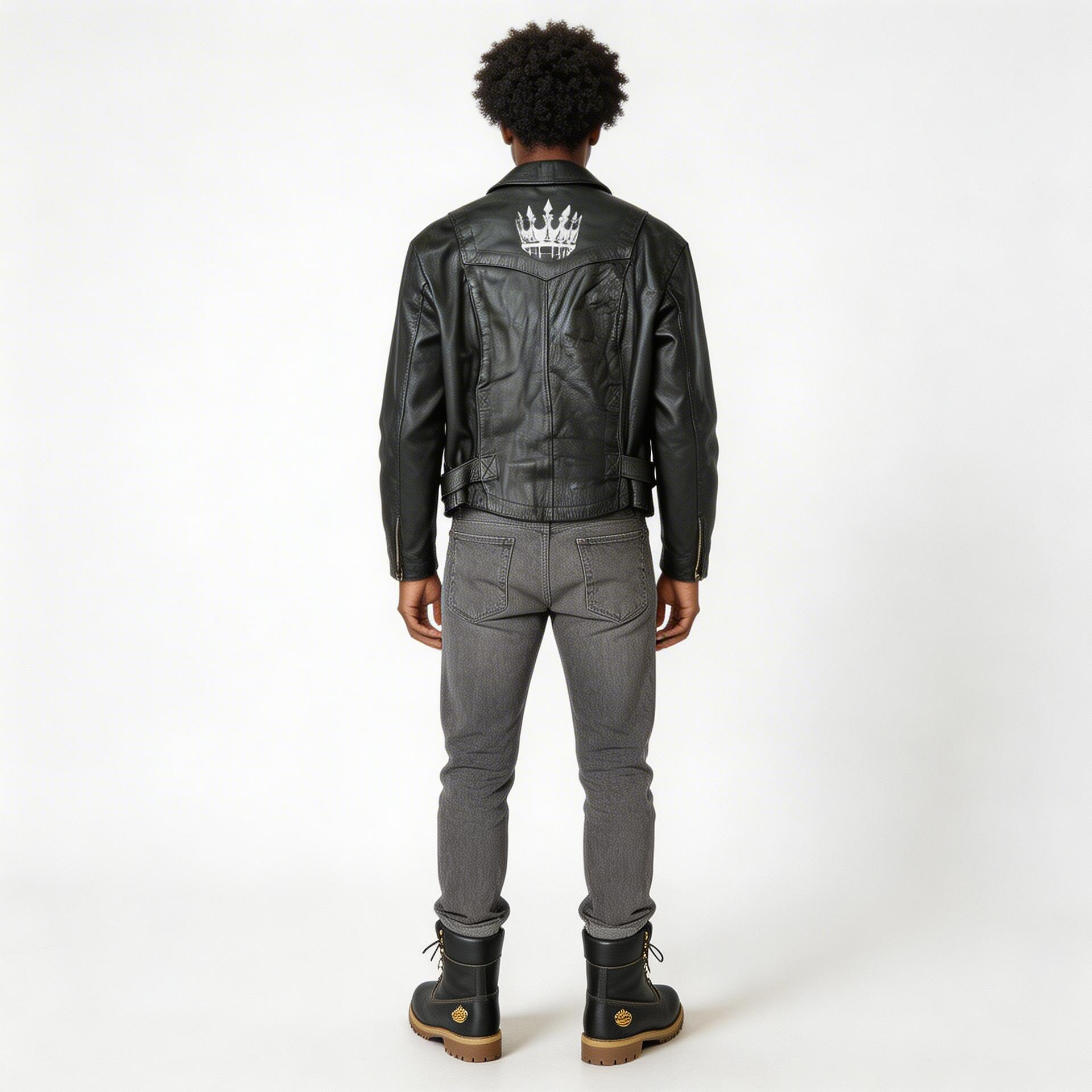Black leather jacket for man.