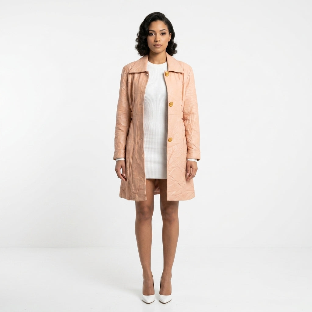 Ladies peach leather jacket.