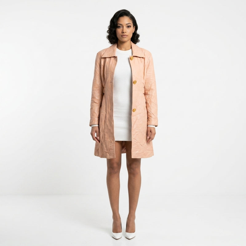 Ladies peach leather jacket.