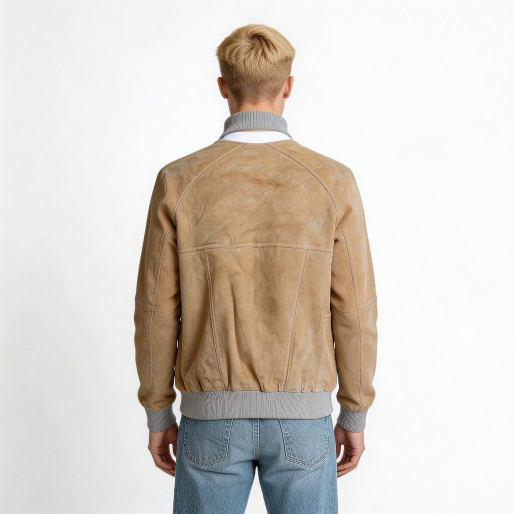 Yellow suede leather jacket for man.