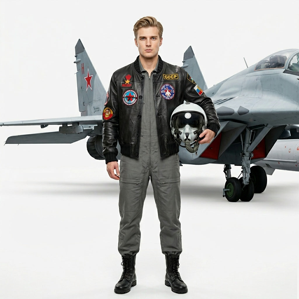 Black leather jacket for man.