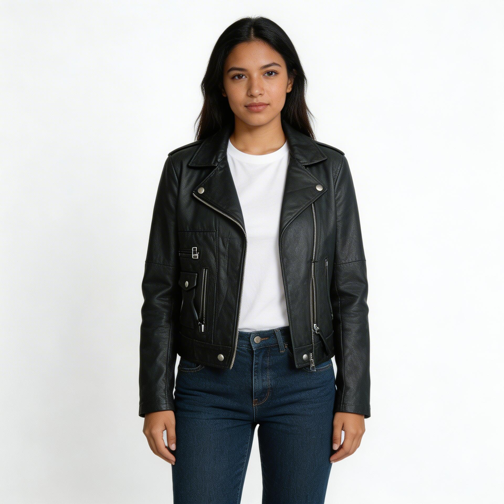 Black suede leather jacket.