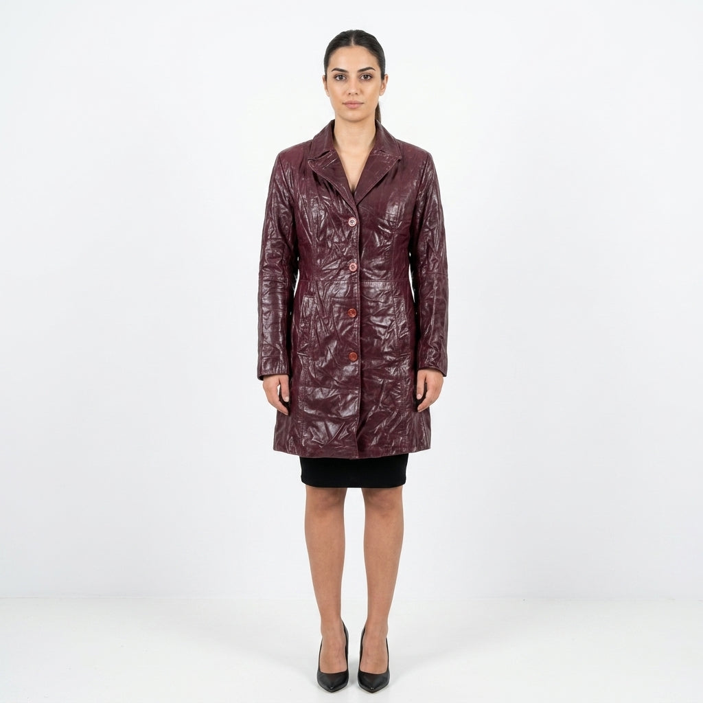 Burgundy  leather jacket for ladies.
