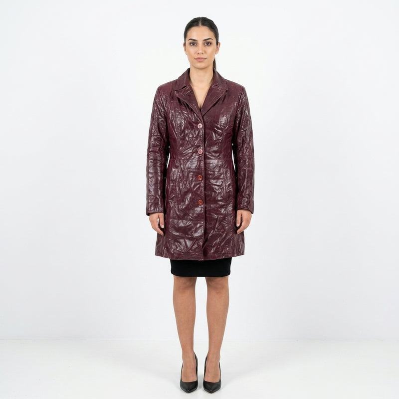 Burgundy  leather jacket for ladies.