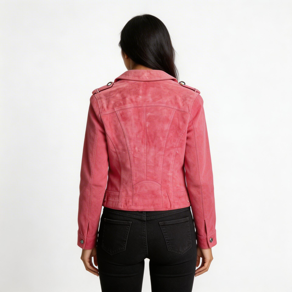 Ladies Red suede leather jacket.