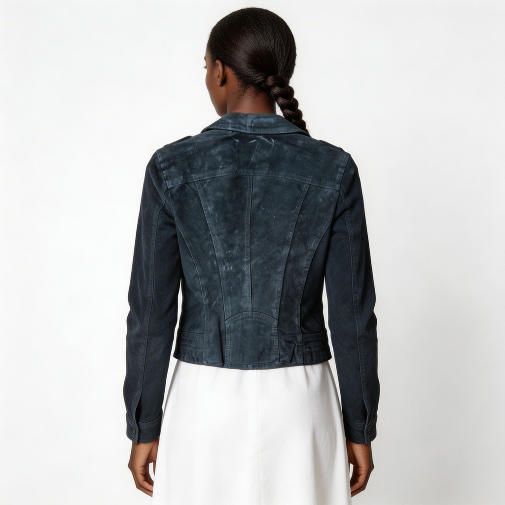 Black leather jacket.