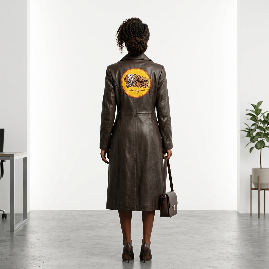 Ladies brown leather jacket.