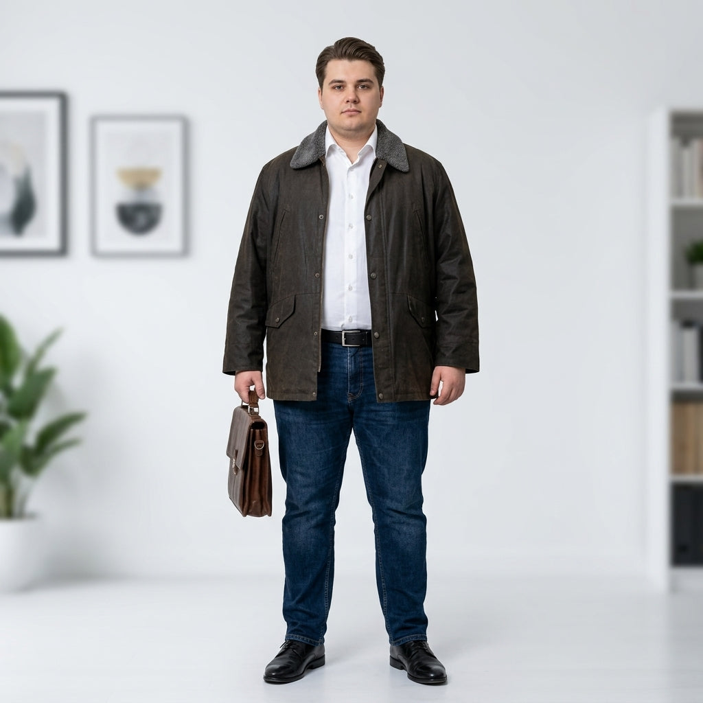 Black leather jacket for man.