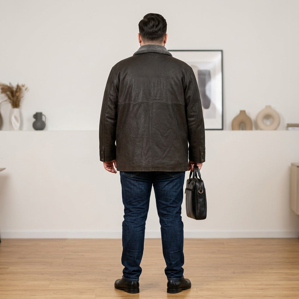 Black leather jacket for man.
