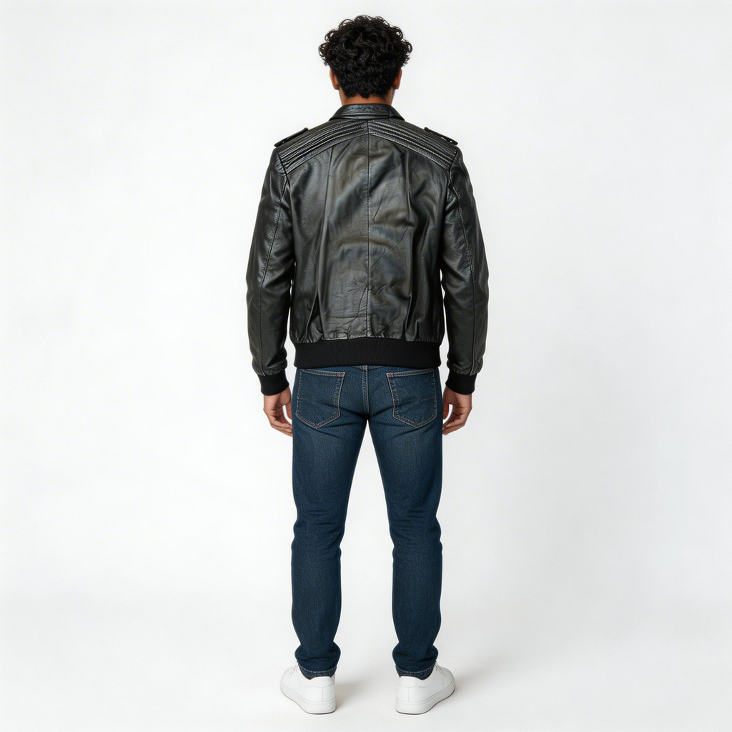 Black leather jacket for man.