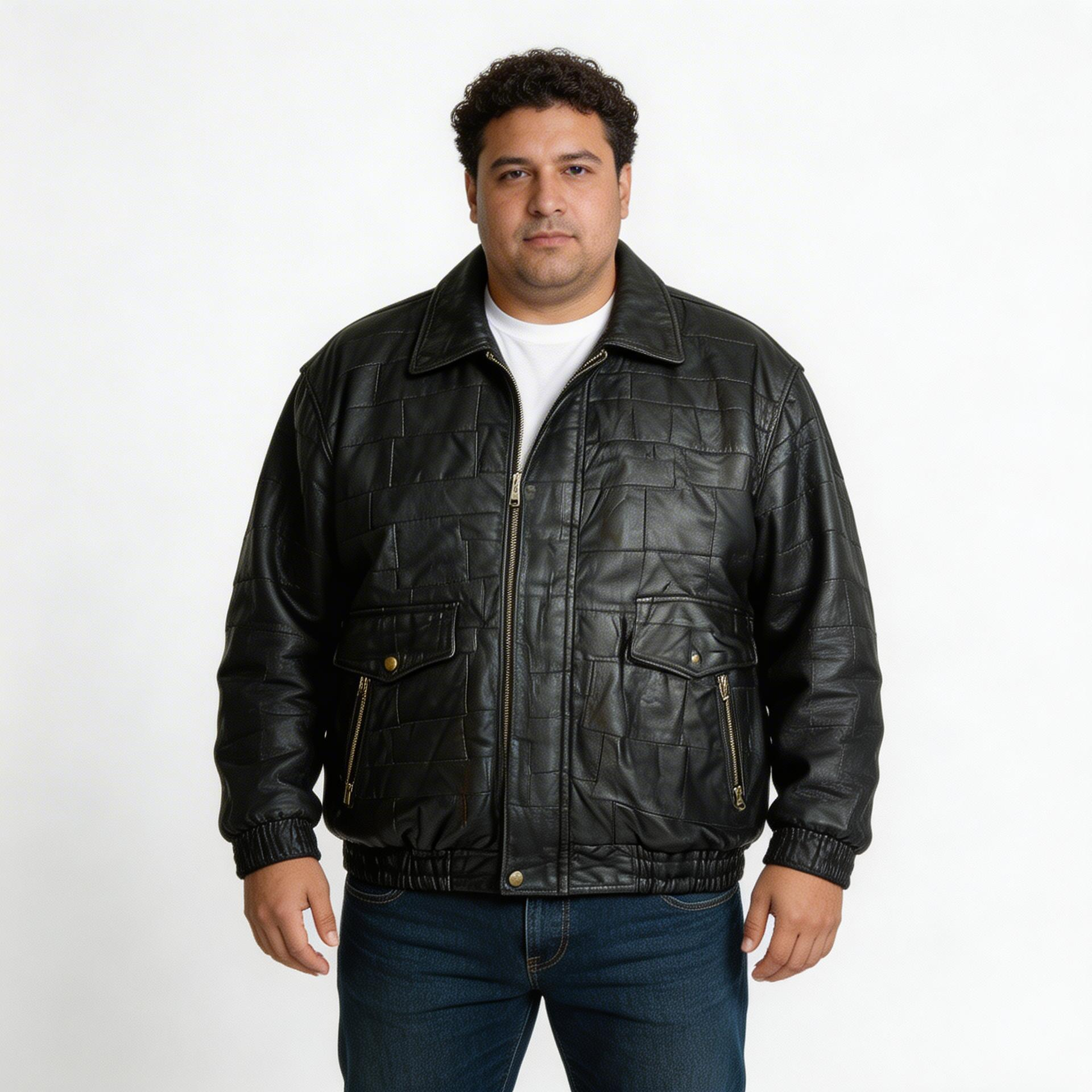 Black leather jacket for man.