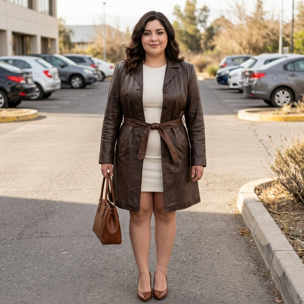 Ladies brown leather jacket.