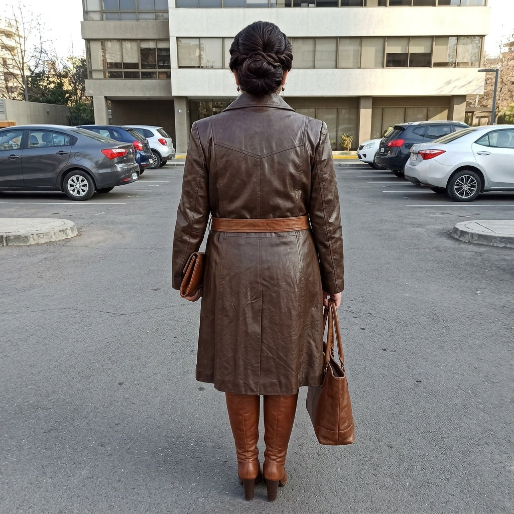 Ladies brown leather jacket.