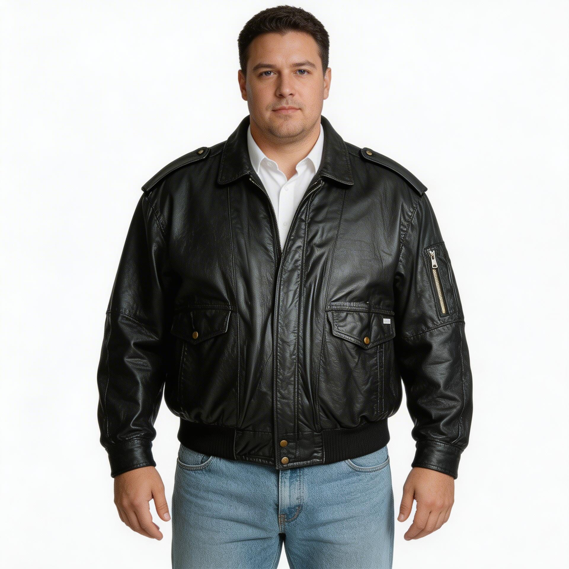 Black leather jacket for man.