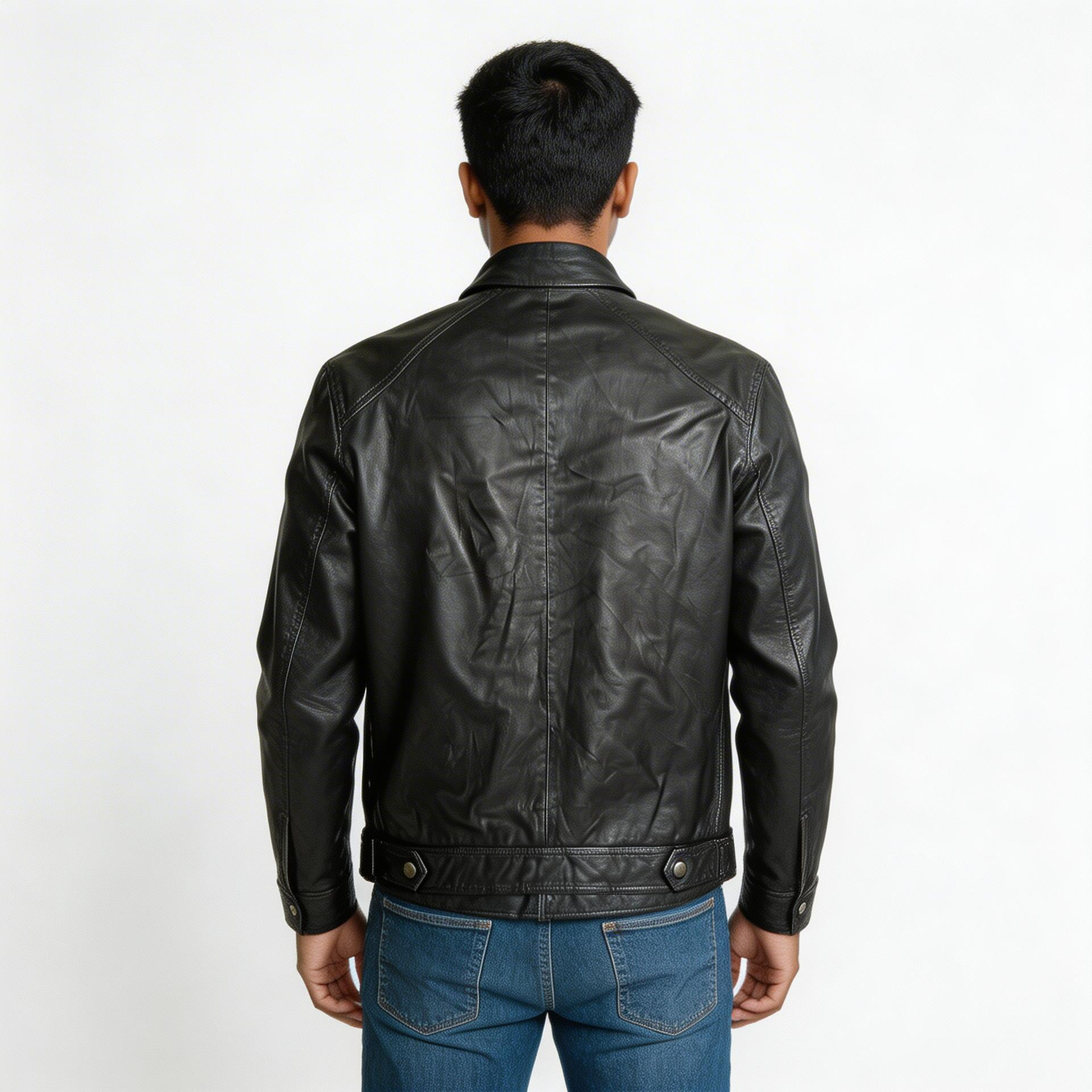 Black leather jacket for man.