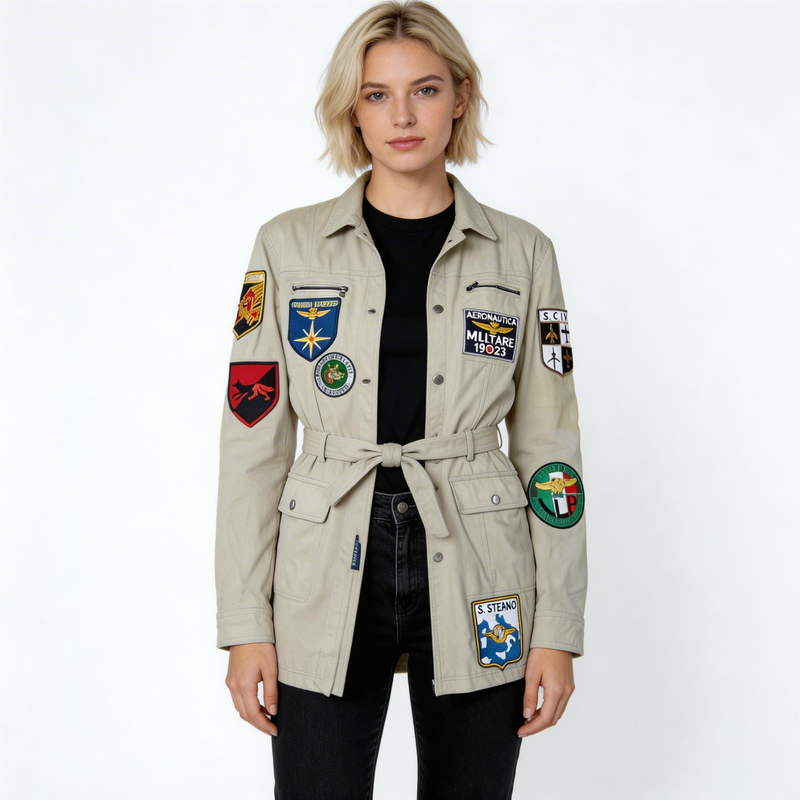 Cream leather jacket for ladies.