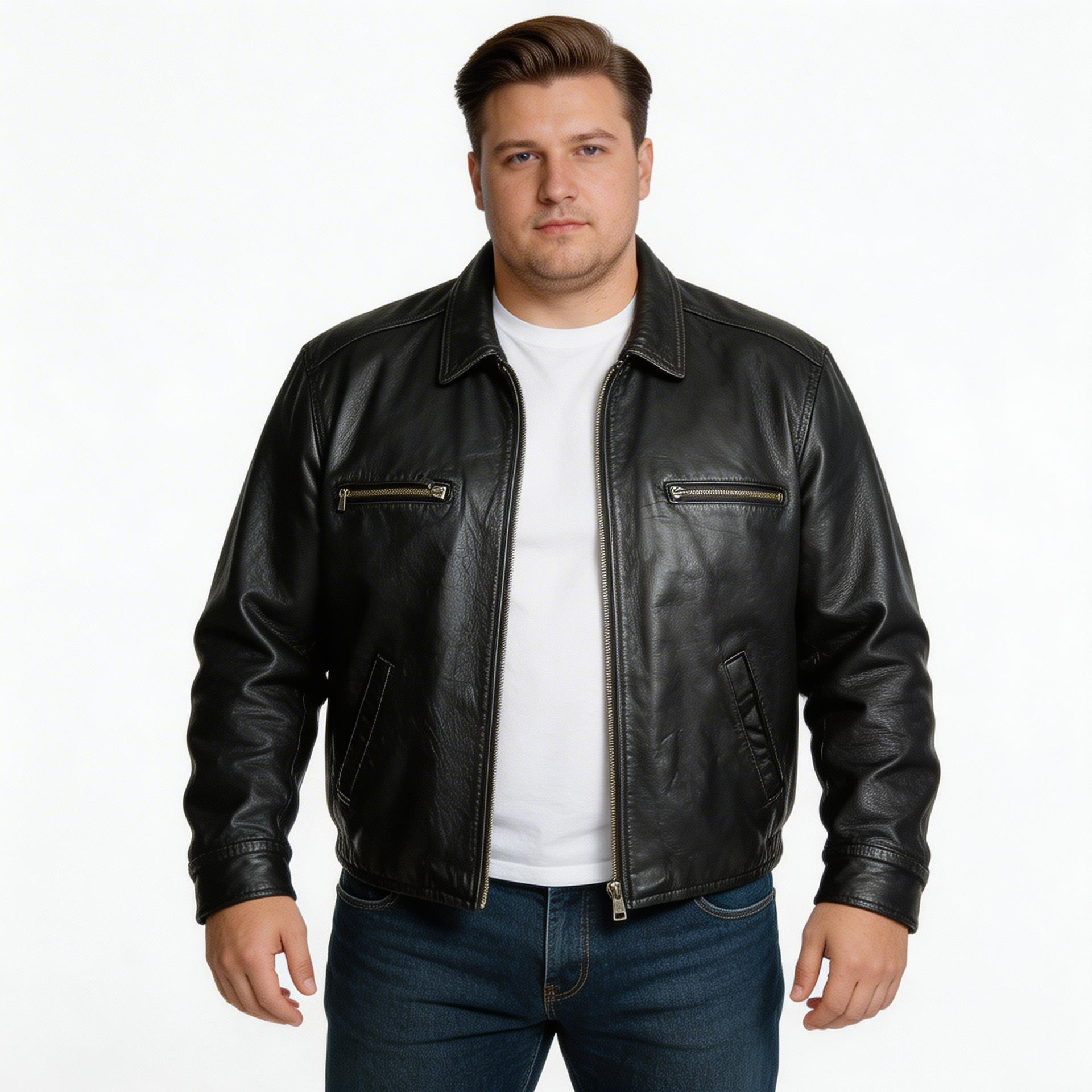 Black leather jacket for man.