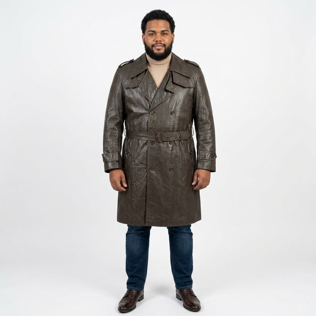 Dark brown leather jacket for man.
