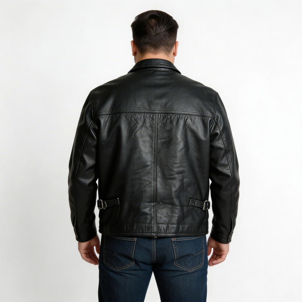 Black leather jacket for man.