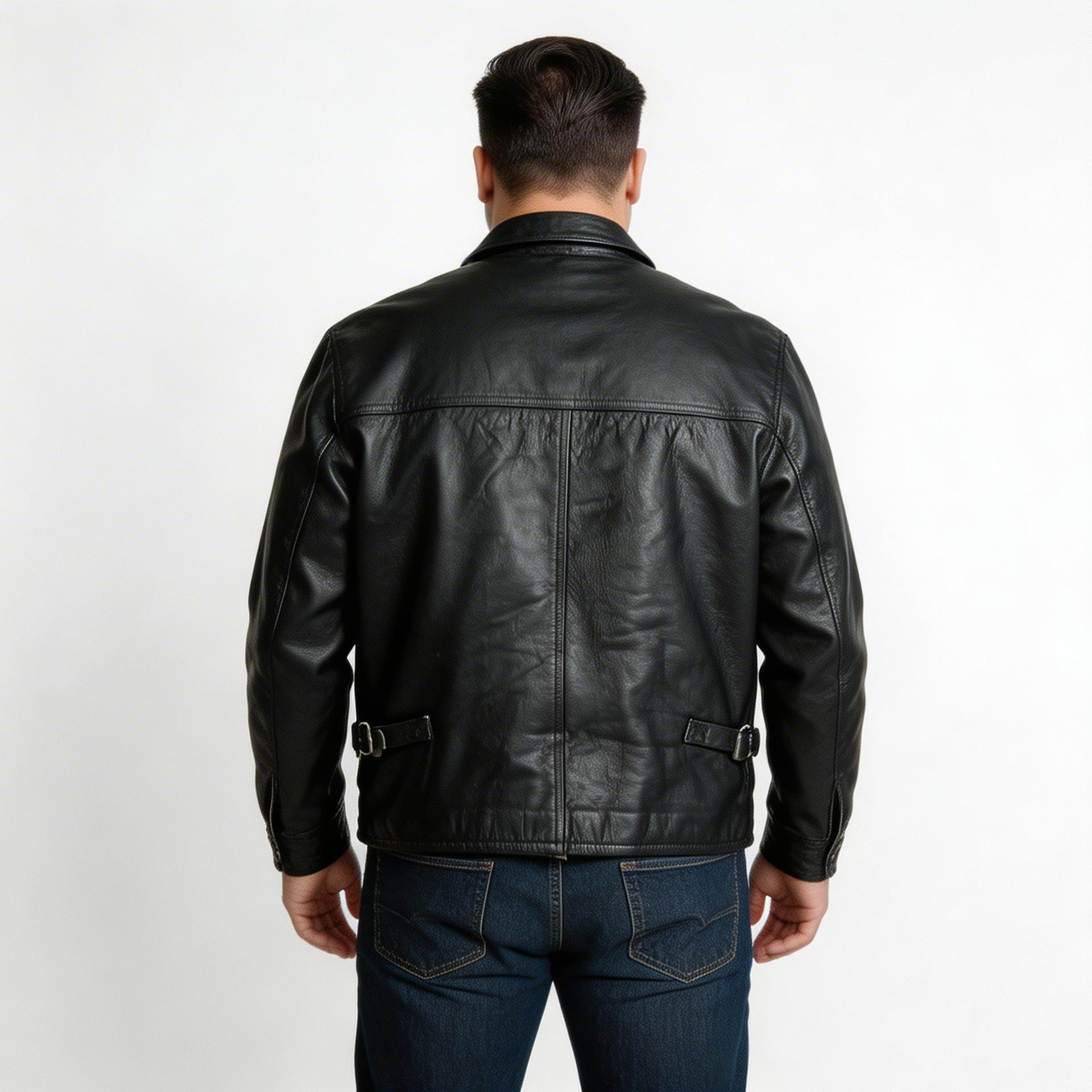 Black leather jacket for man.