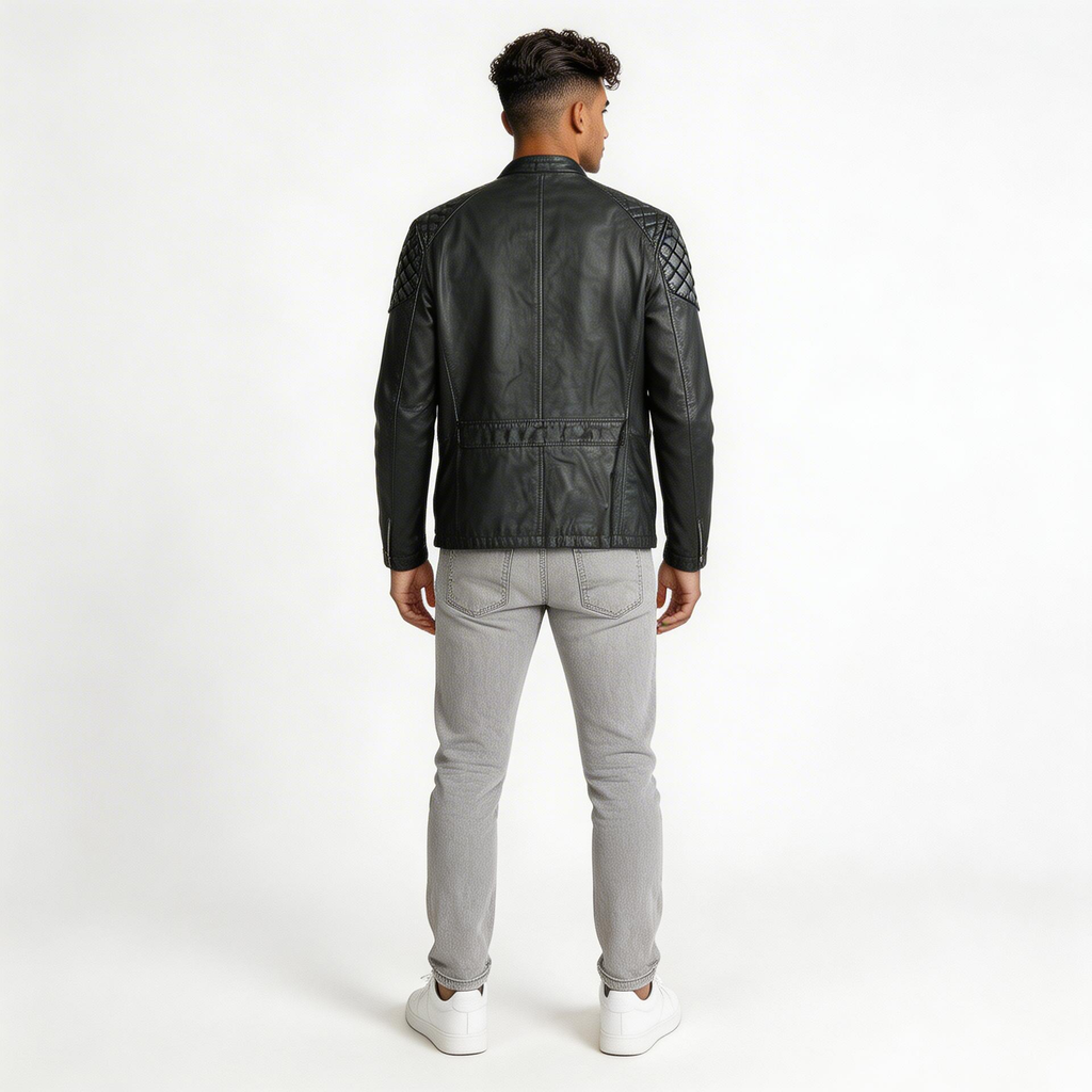 Black leather jacket for man.