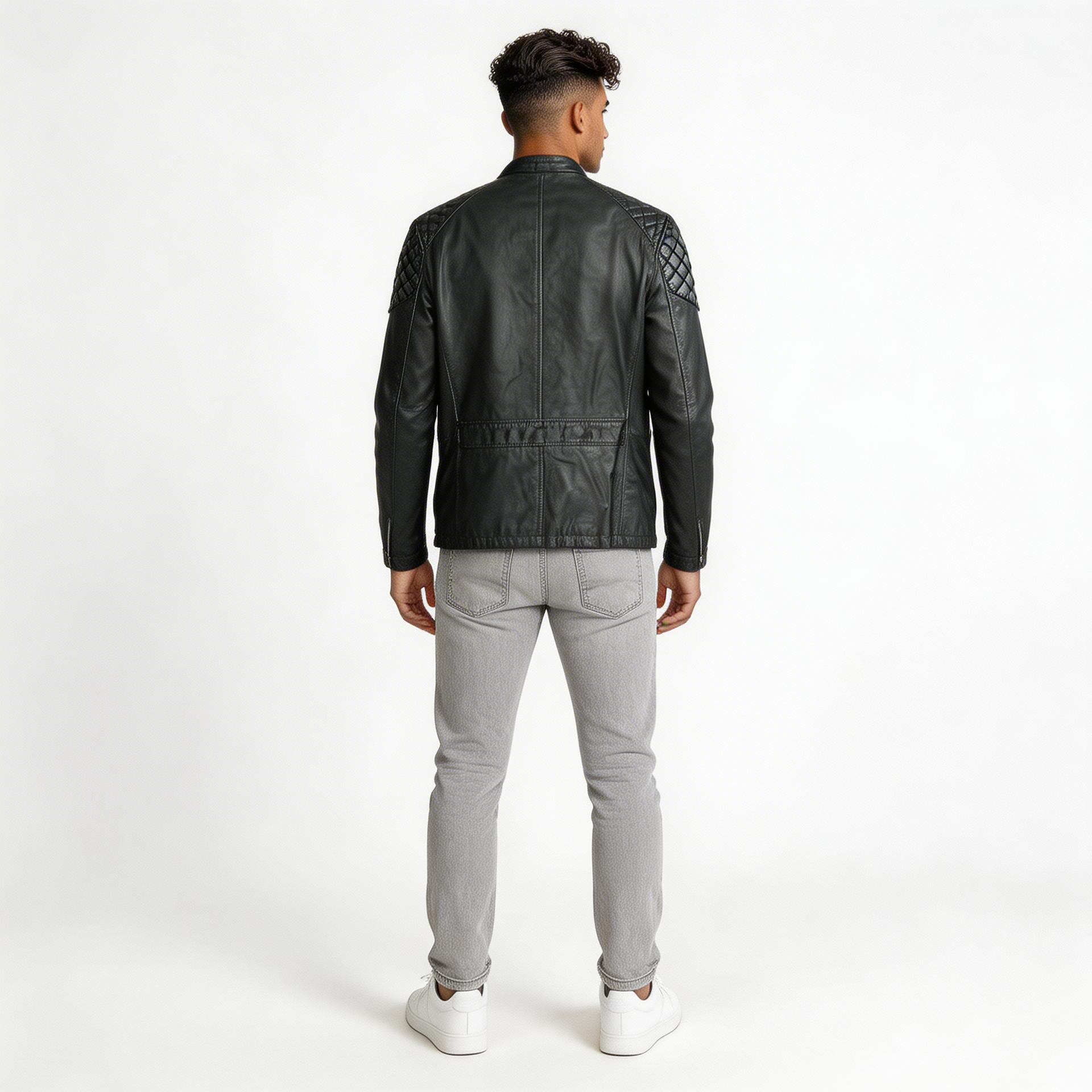 Black leather jacket for man.