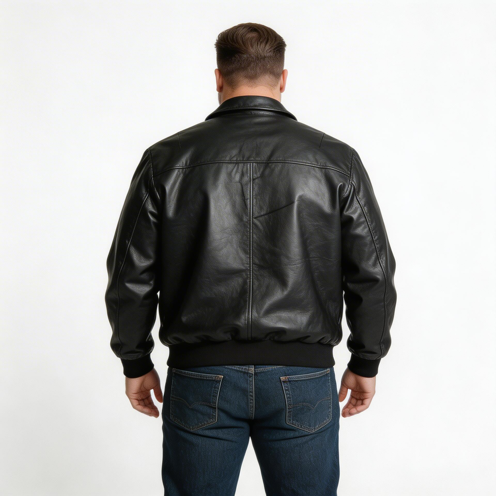 Black leather jacket for man.