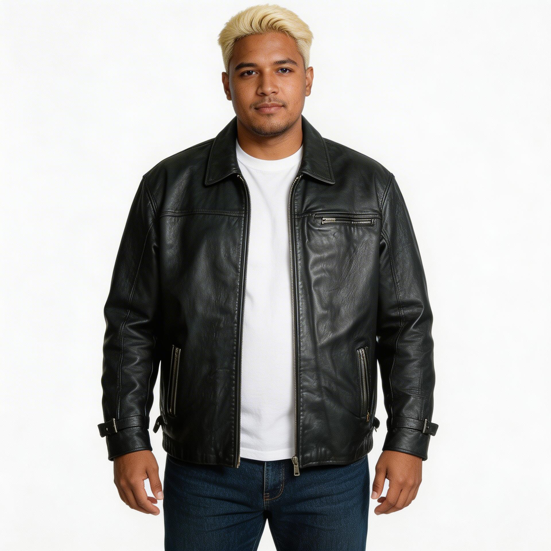 Black leather jacket for man.