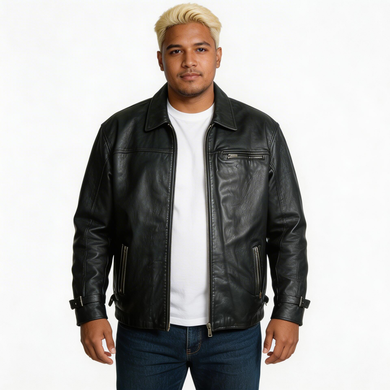 Black leather jacket for man.