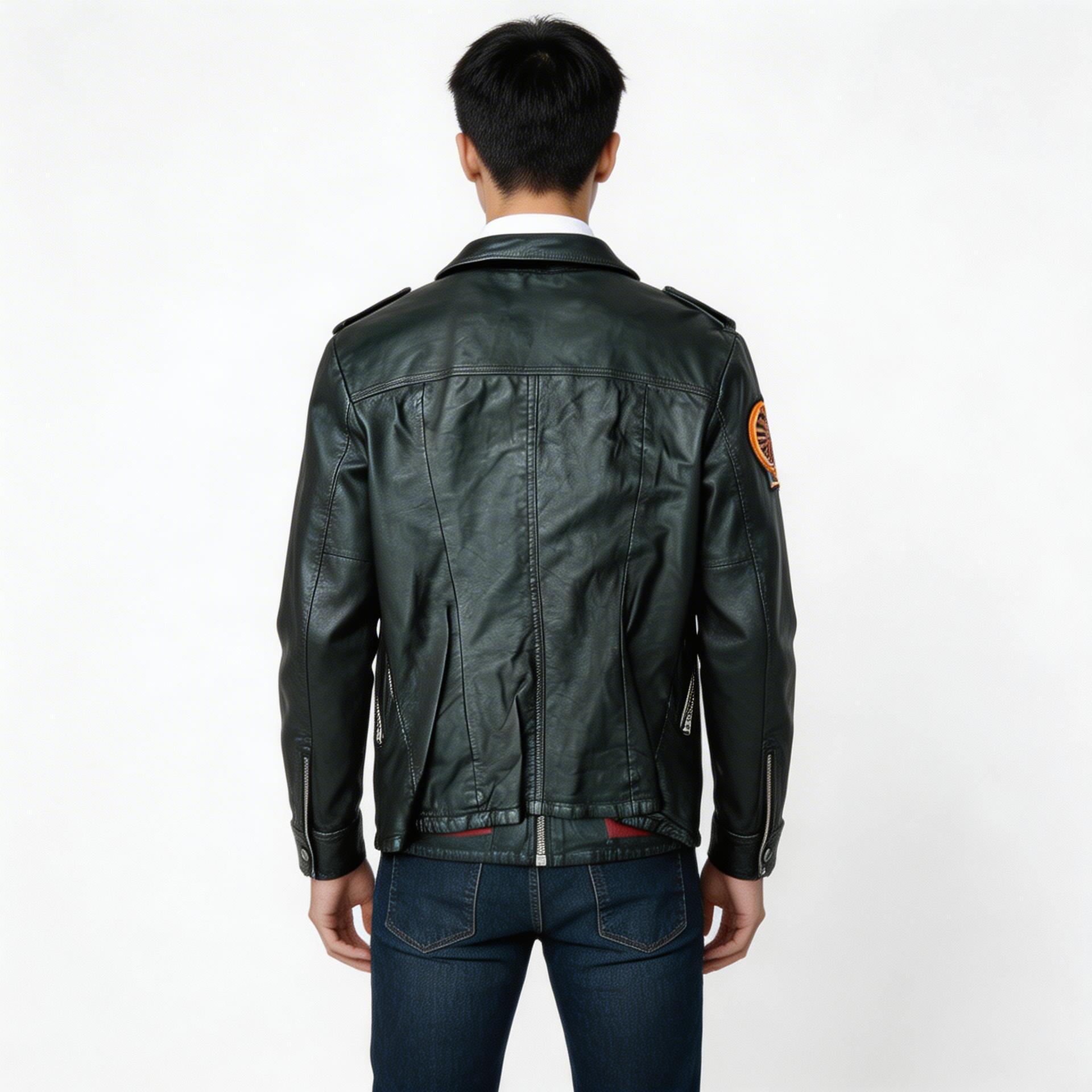 Black leather jacket for man.