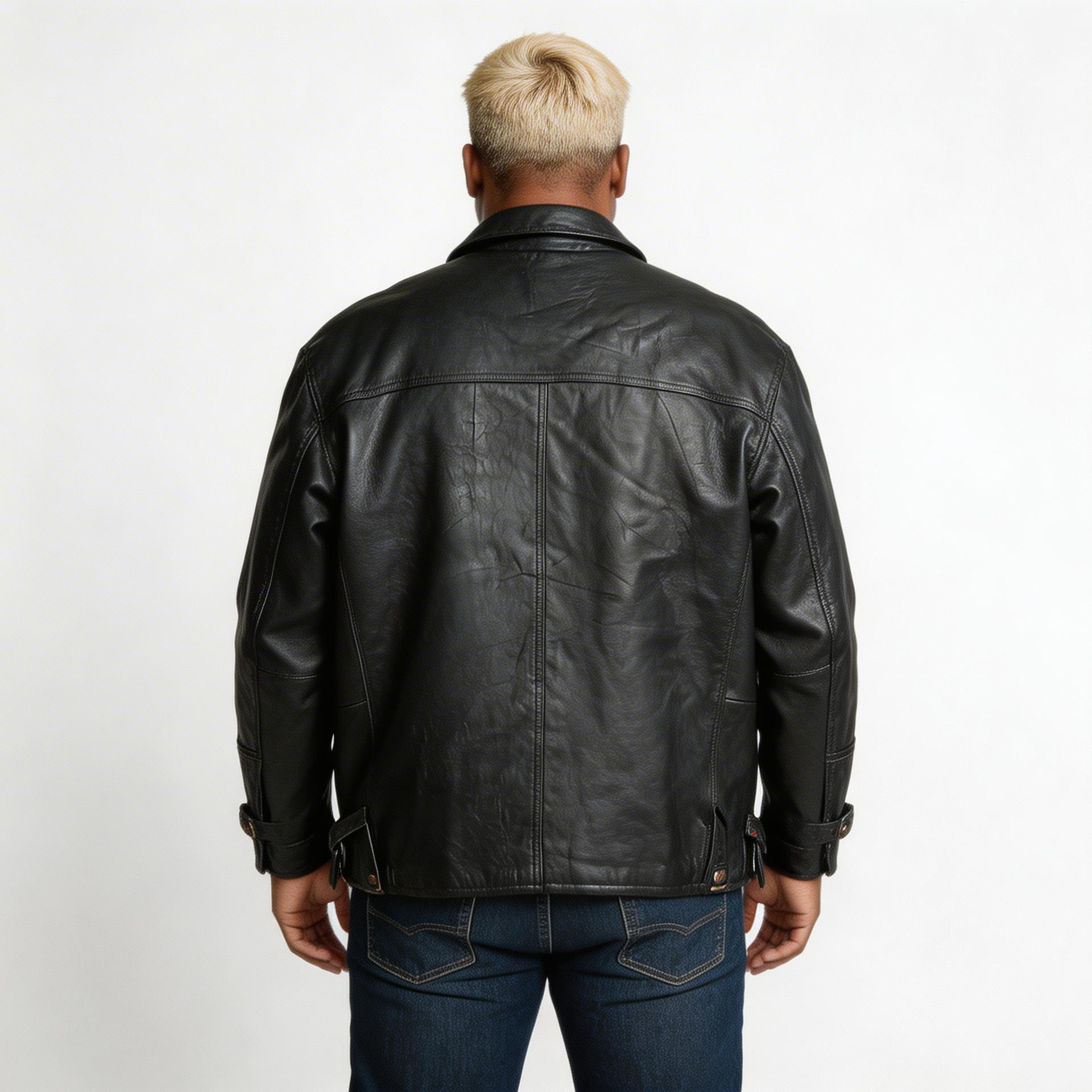 Black leather jacket for man.