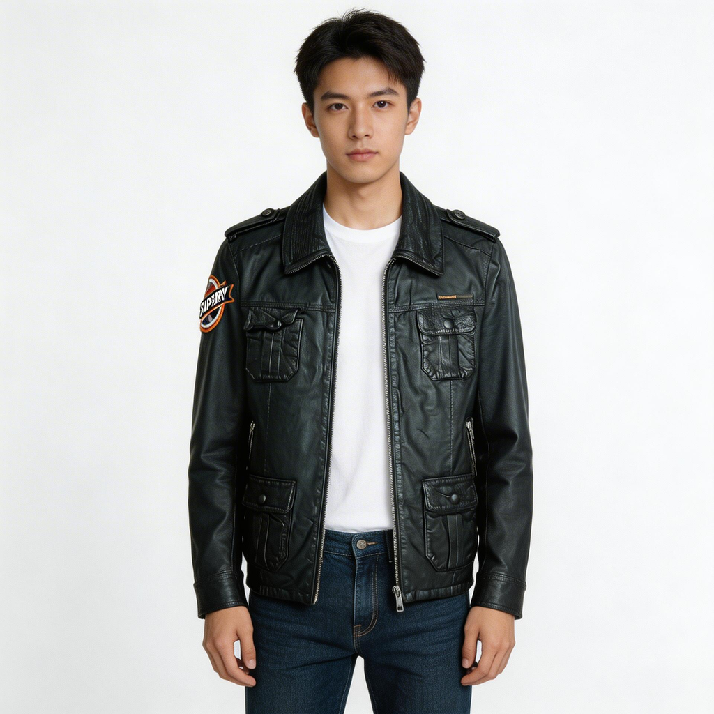 Black leather jacket for man.