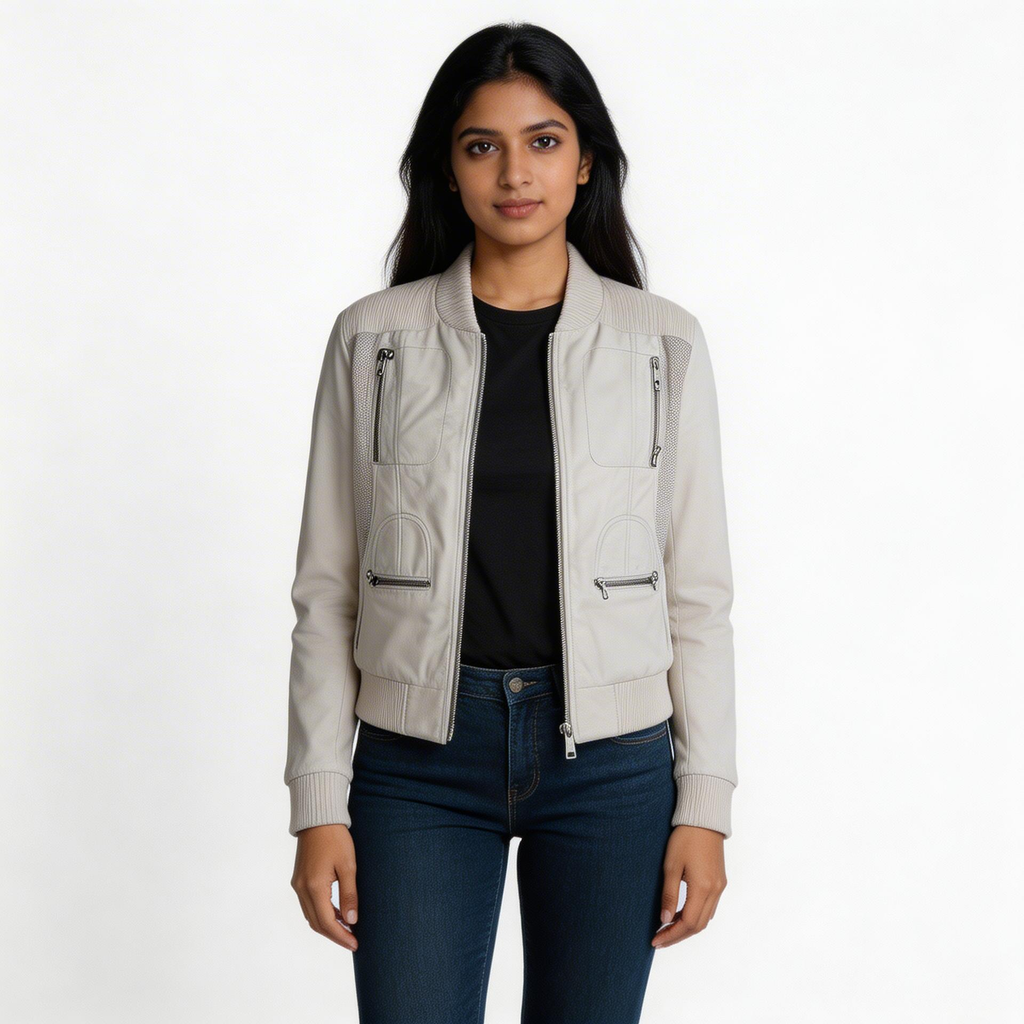 Ladies calf leather jacket.