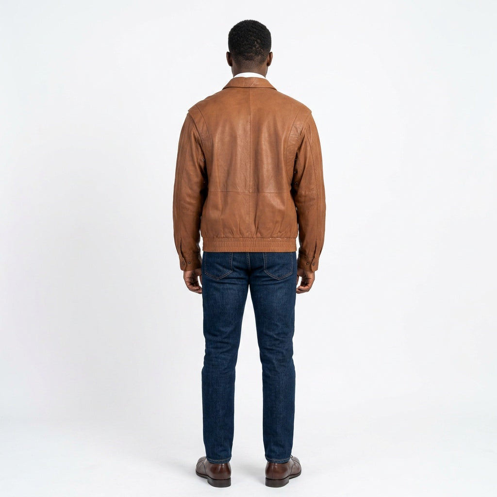 Brown leather jacket for man.