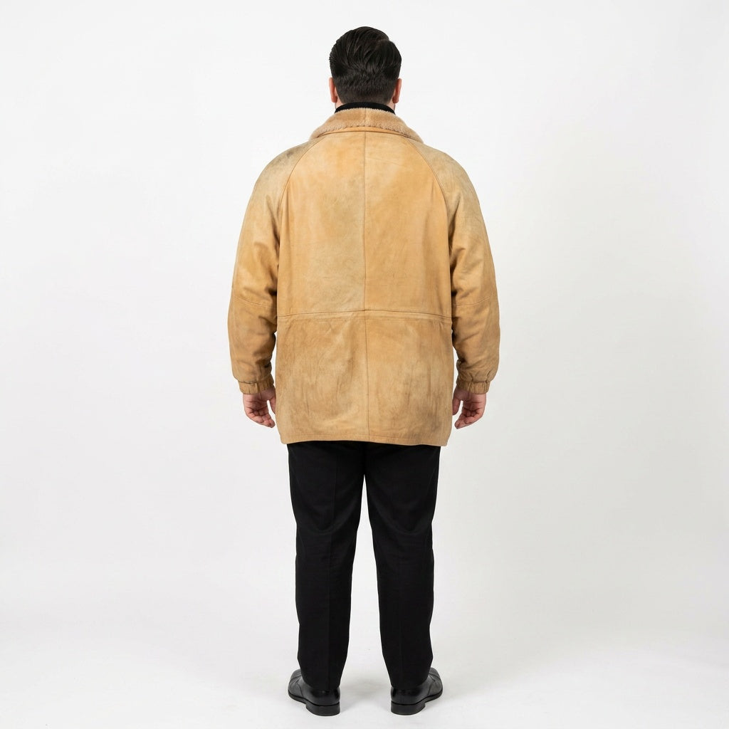 Camel color leather jacket for man.