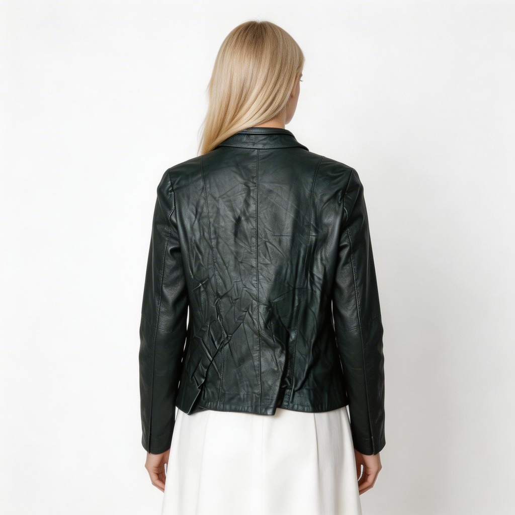 Ladies black leather jacket.