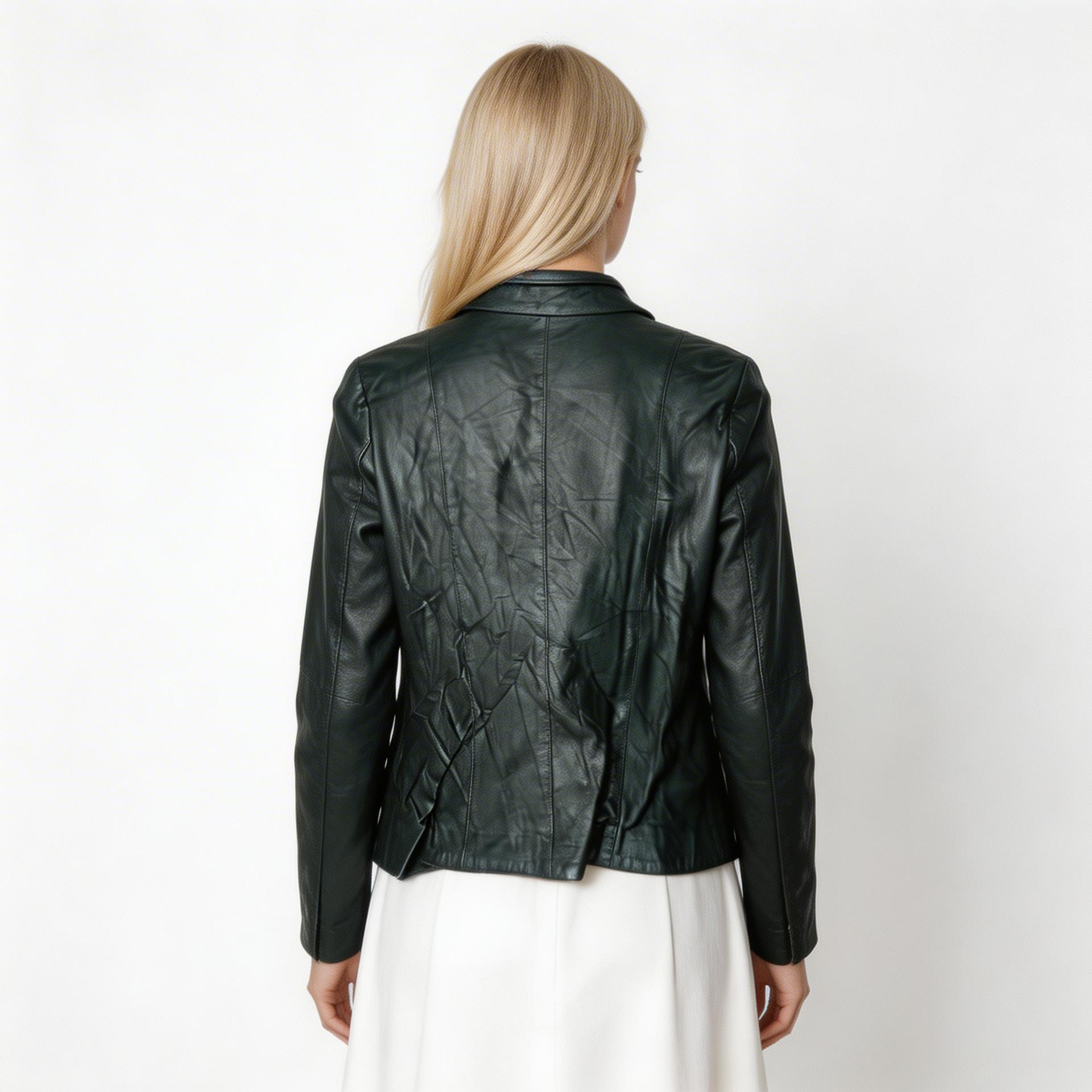 Ladies black leather jacket.